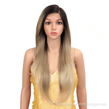 Popular Long straight synthetic wig for women High temperature fiber hair 613 ombre colored lace front wig synthetic hair wigs